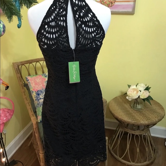 Lilly Pulitzer NWT Kenna Halter Dress Onyx Scalloped Fan Lace Size 0 - Picture 10 of 14